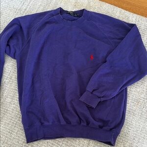 Polo by Ralph Lauren Purple Crewneck Sweater with Ribbed Cuffs